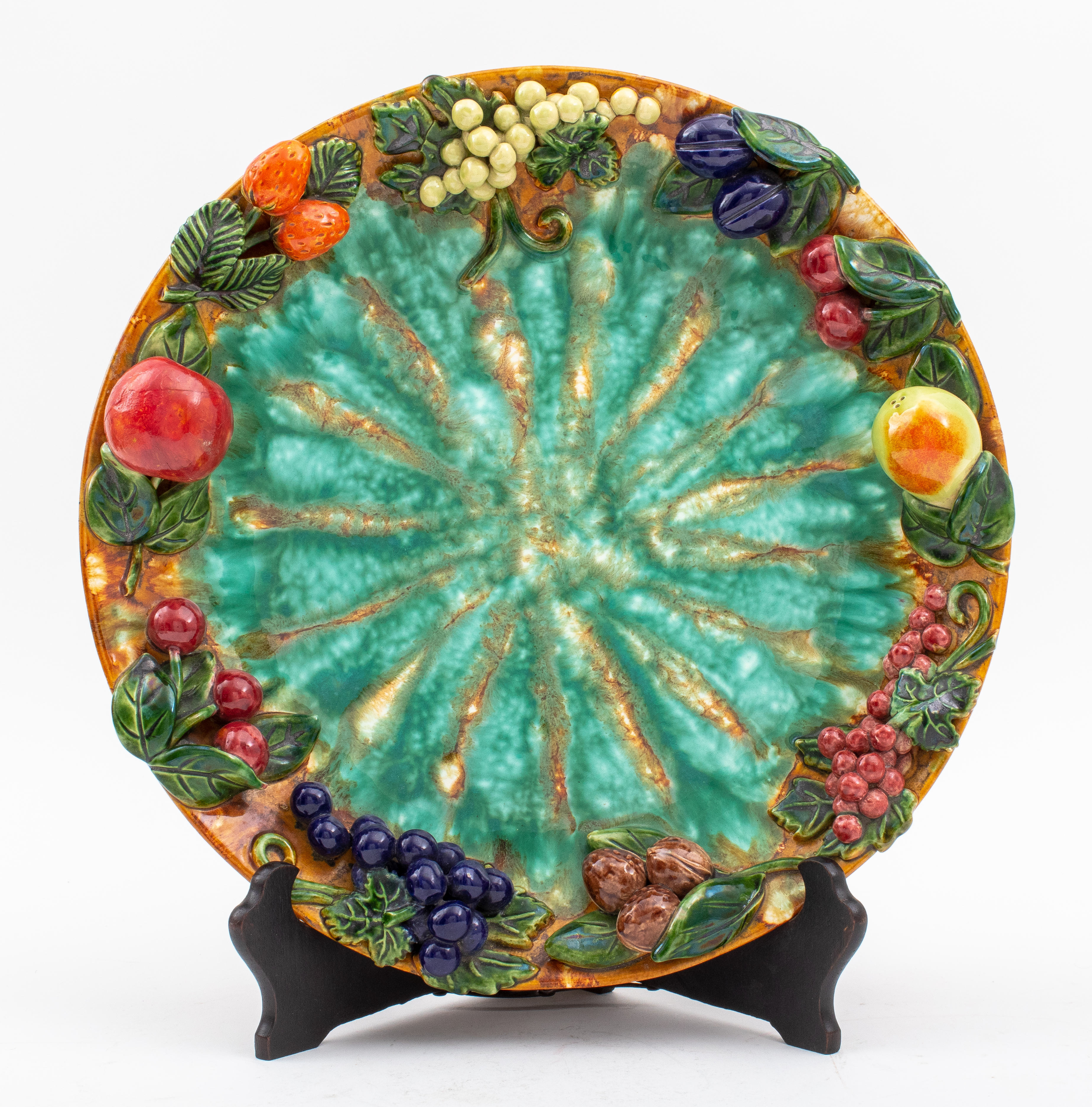 Appraisal: ST PETER GRAZ AUSTRIAN MAJOLICA CHARGER W FRUIT St Peter