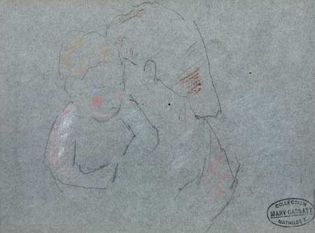 Appraisal: MARY CASSATT Mother and Child Pencil and color chalks on