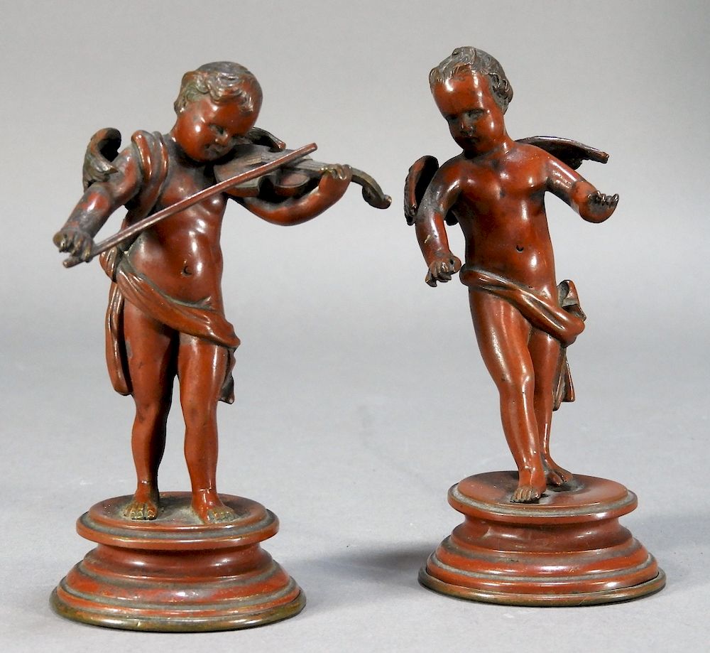 Appraisal: PR Attrib Debut Diminutive Bronze Putti Sculptures Jean Didier Debut