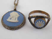 Appraisal: A Wedgwood silver jasper ware ring and a similar pendant