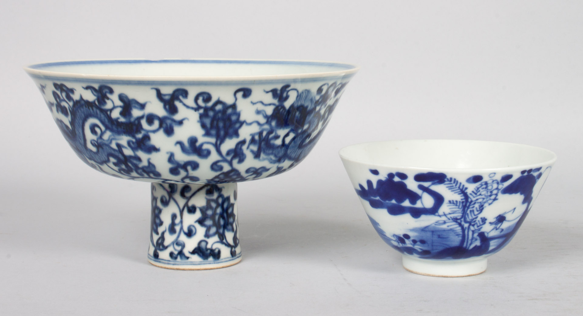 Appraisal: Two Chinese Export porcelain cups stem cup with dragon decoration