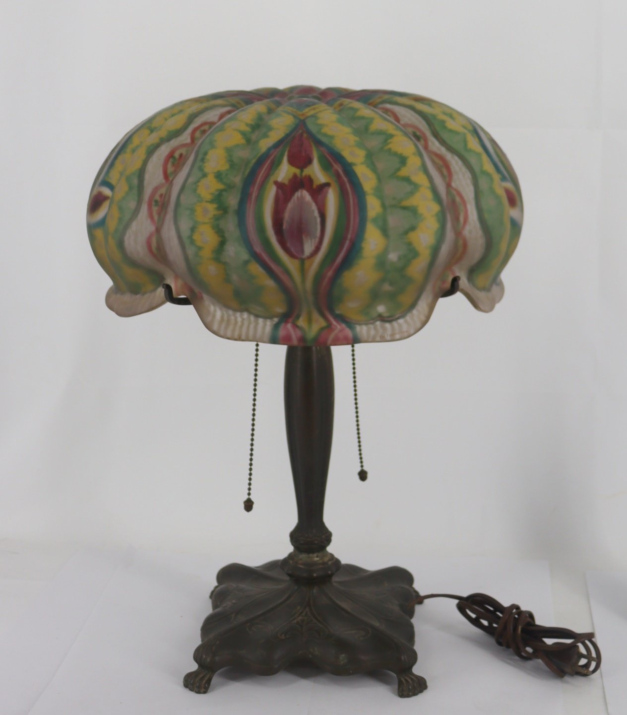 Appraisal: Pairpoint Puffy Table Lamp with Tulip Decoration Signed on base