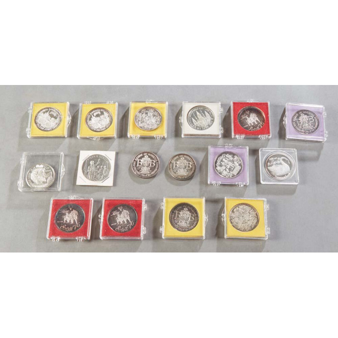 Appraisal: Group of Sixteen Sterling Silver Doubloons consisting of a Krewe