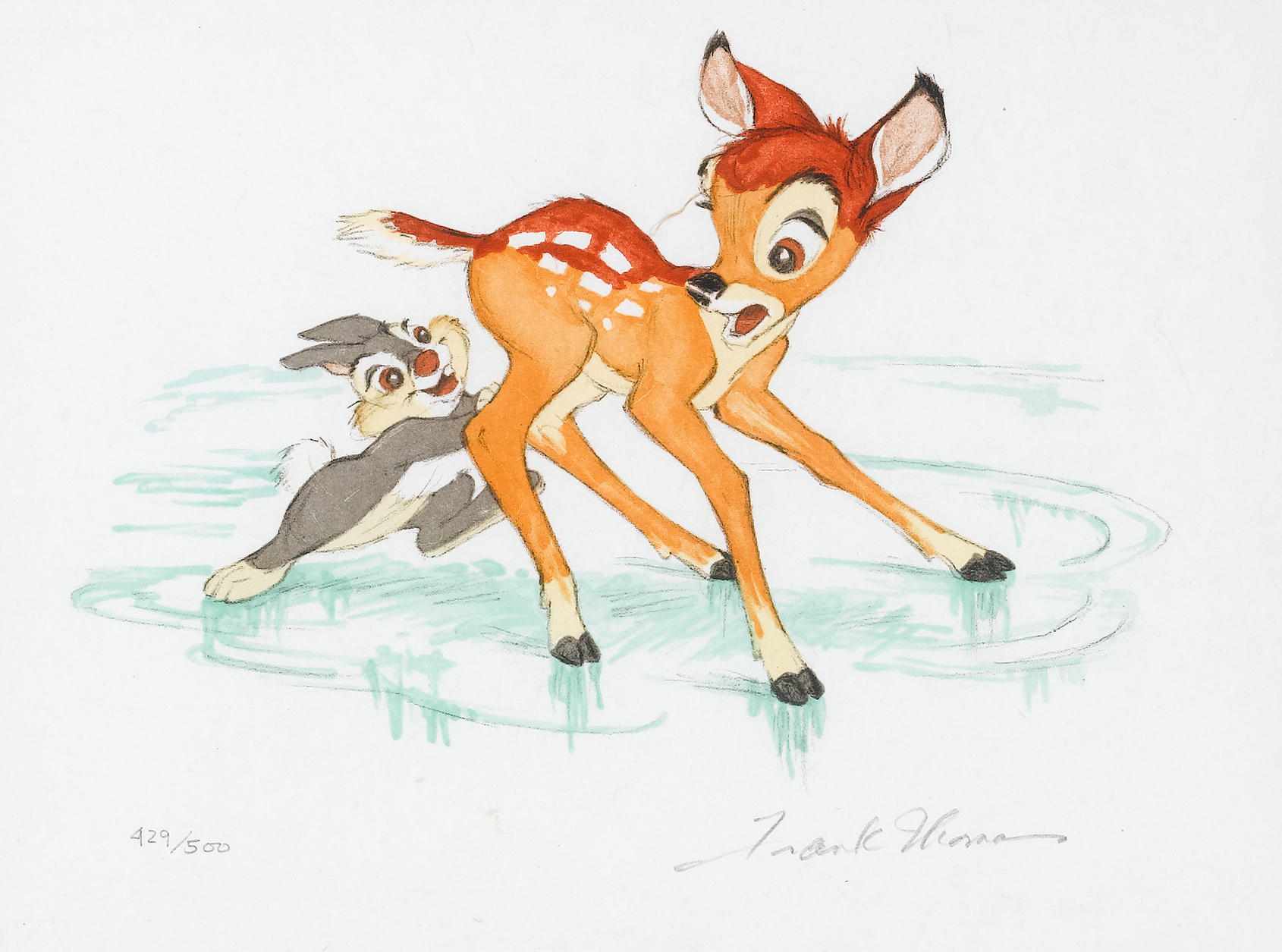 Appraisal: Animation Art Two limited edition prints of Bambi with portfolio