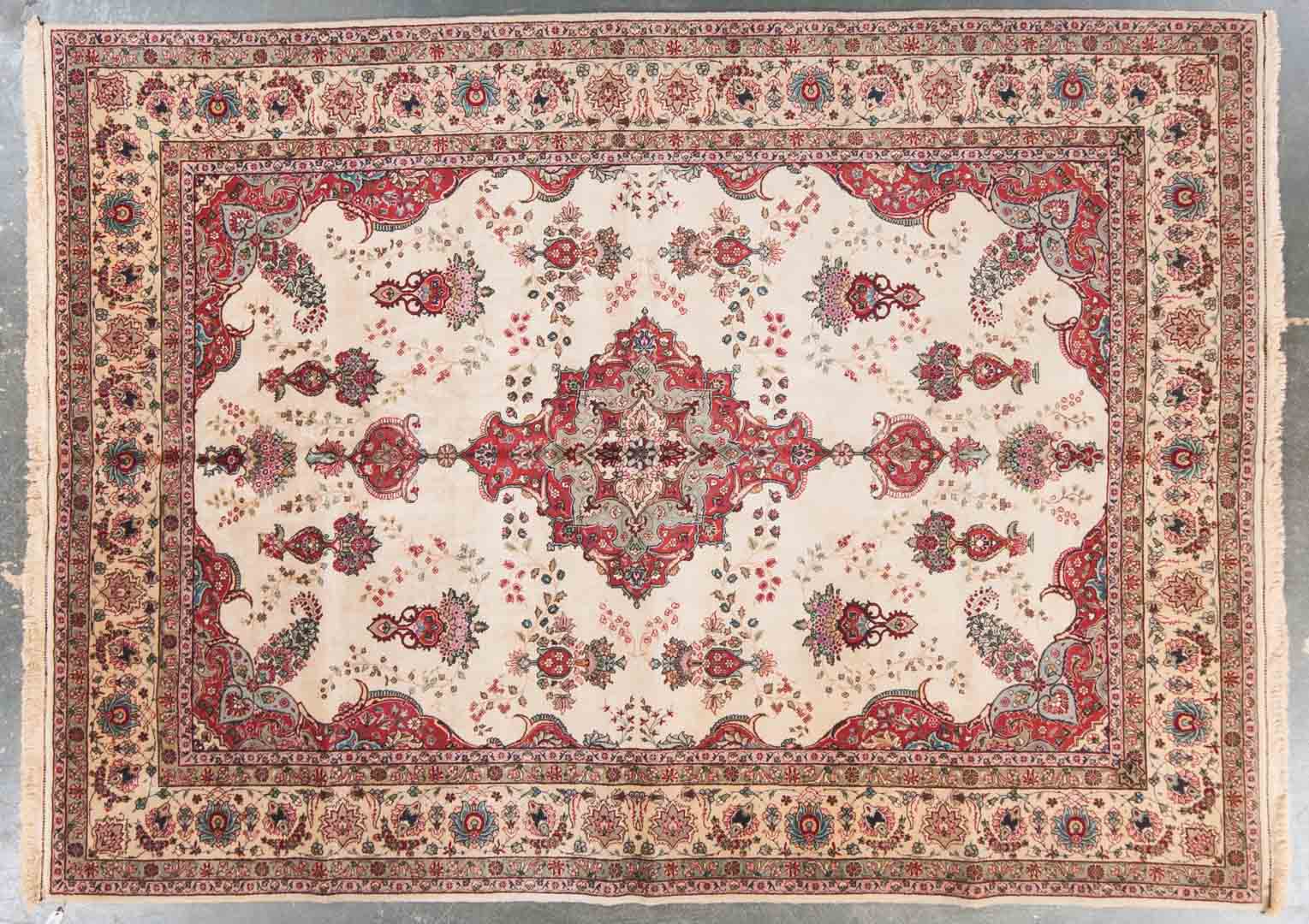 Appraisal: Semi-antique Tabriz carpet approx x Iran circa