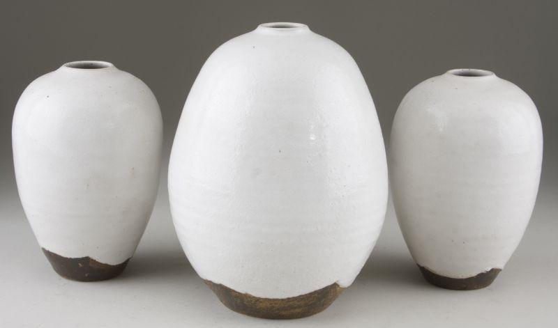 Appraisal: Ben Owen III NC Pottery Three Vases two are of