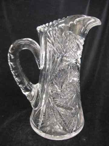 Appraisal: Brilliant Period Cut Glass Pitcher '' pinwheel diamond fan