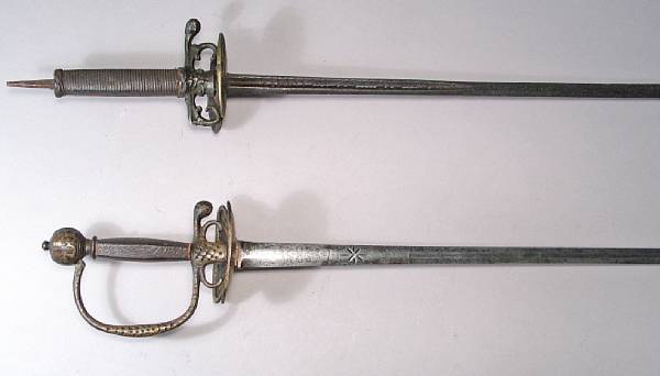 Appraisal: A lot of two small swords Comprising th century example