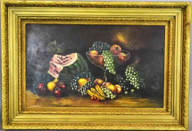 Appraisal: American School Large Still Life Oil Painting On BDepicting a