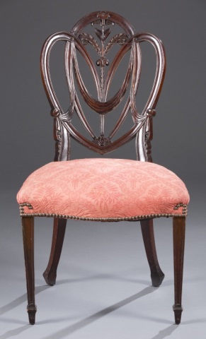 Appraisal: Hepplewhite Style Side Chair Mahogany nicely carved shield back H