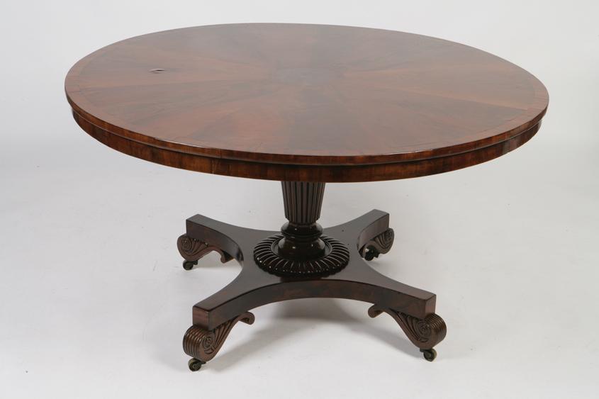 Appraisal: A REGENCY MAHOGANY BREAKFAST TABLE the circular top with segmented