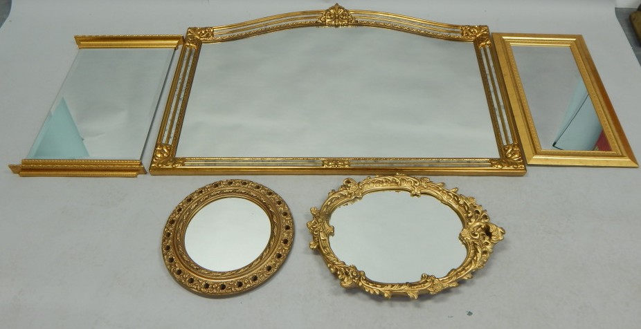 Appraisal: A modern over mantel mirror with gilt gesso frame cm