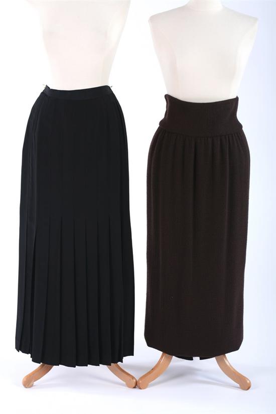 Appraisal: TWO CHANEL ANKLE LENGTH SKIRTS s One Chanel Boutique brown