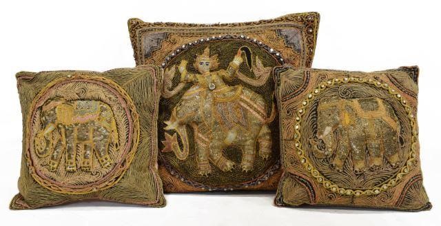 Appraisal: lot of Decorative beaded and embroidered throw pillows fashioned from