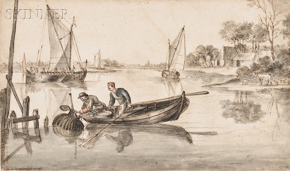 Appraisal: Dutch School th Century View of a River with a