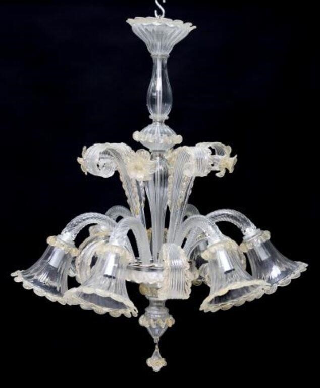 Appraisal: Italian art glass six-light chandelier Vetri Murano late th c