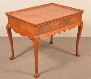 Appraisal: L W Crossan Queen Anne Style Tiger Maple Side Table