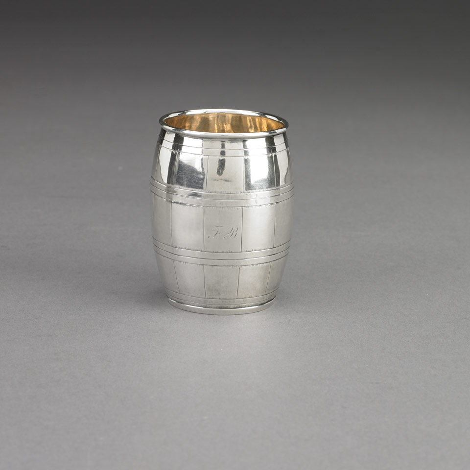 Appraisal: Norwegian Silver Barrel Shaped Beaker Nilius Martinius Thune Oslo Height