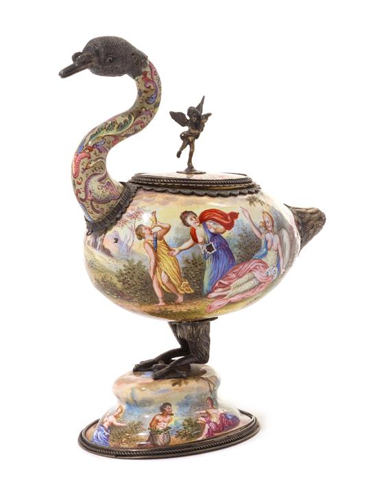 Appraisal: Sale Lot A Viennese Enameled Silver Goose Form Box th