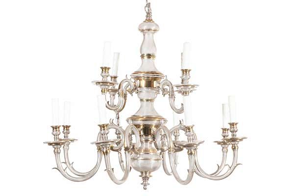 Appraisal: A Dutch Baroque style twelve light chandelier A Dutch Baroque