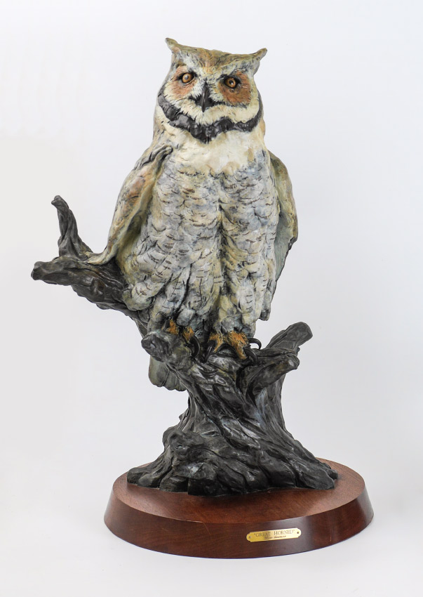 Appraisal: SWANSON Glen American - ''Great Horned'' Patinated Bronze height ''