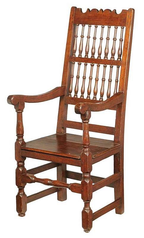 Appraisal: Rare Early Black Walnut Great Chair possibly Southern or Islands