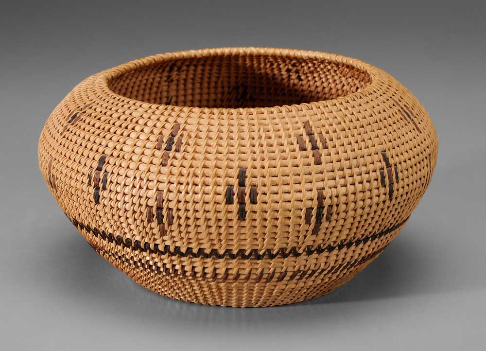 Appraisal: Native American Coiled Basket California th century graceful bulbous form