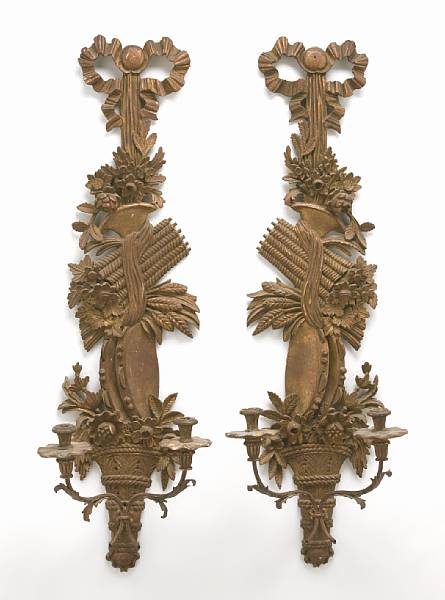 Appraisal: A pair of Louis XV style carved giltwood and tole