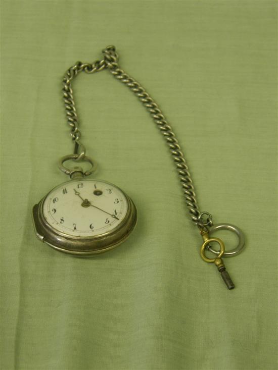 Appraisal: th century pocket watch with fusee movement enamelled dial with