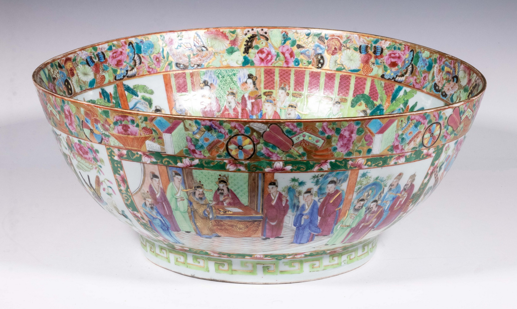 Appraisal: ROSE MANDARIN PUNCH BOWL Large th c Chinese Export Porcelain