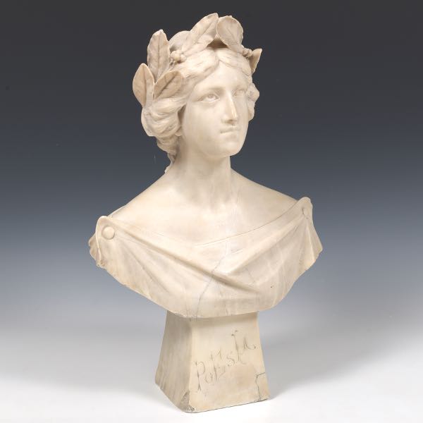 Appraisal: FERDINANDO VICHI ITALIAN - x x Poesia Carved alabaster bust