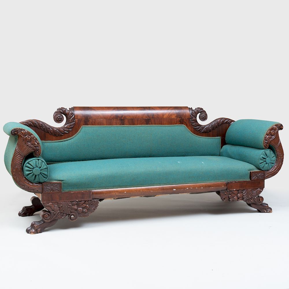 Appraisal: Classical Mahogany Settee x ft in x in Condition Some