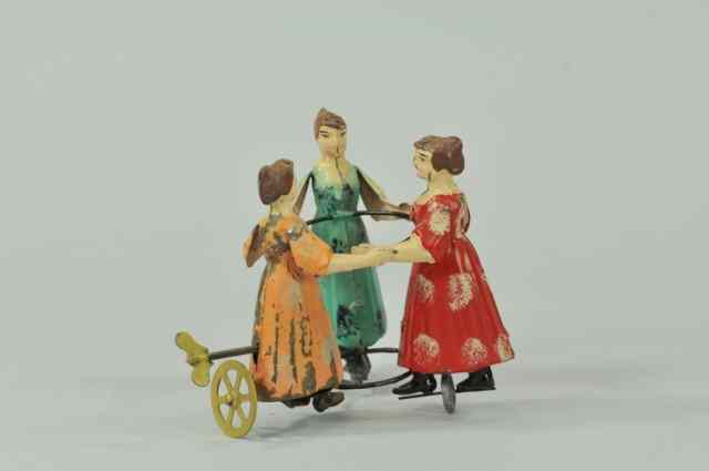 Appraisal: YOUNG GIRLS DANCING Germany hand painted trio holding ring in