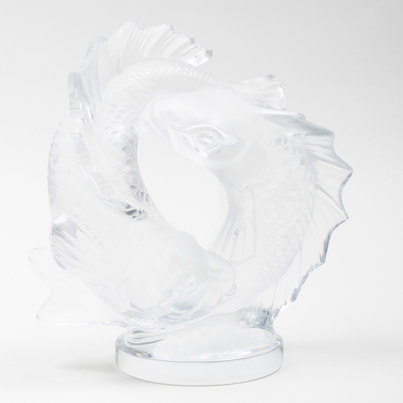 Appraisal: LALIQUE GLASS 'DEUX POISSONS' SCULPTURE x x in Condition Very