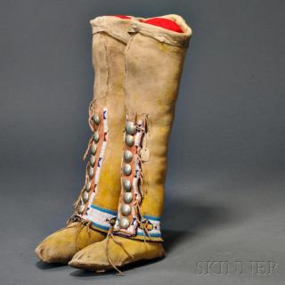 Appraisal: Cheyenne Woman's High-top Moccasins c last quarter th century with