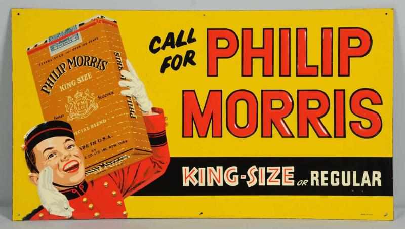 Appraisal: s- s Embossed Tin Philip Morris Sign A beauty with