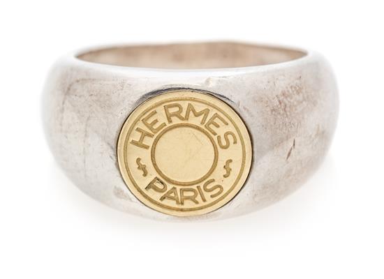 Appraisal: Sale Lot A Sterling Silver and Yellow Gold Ring Hermes