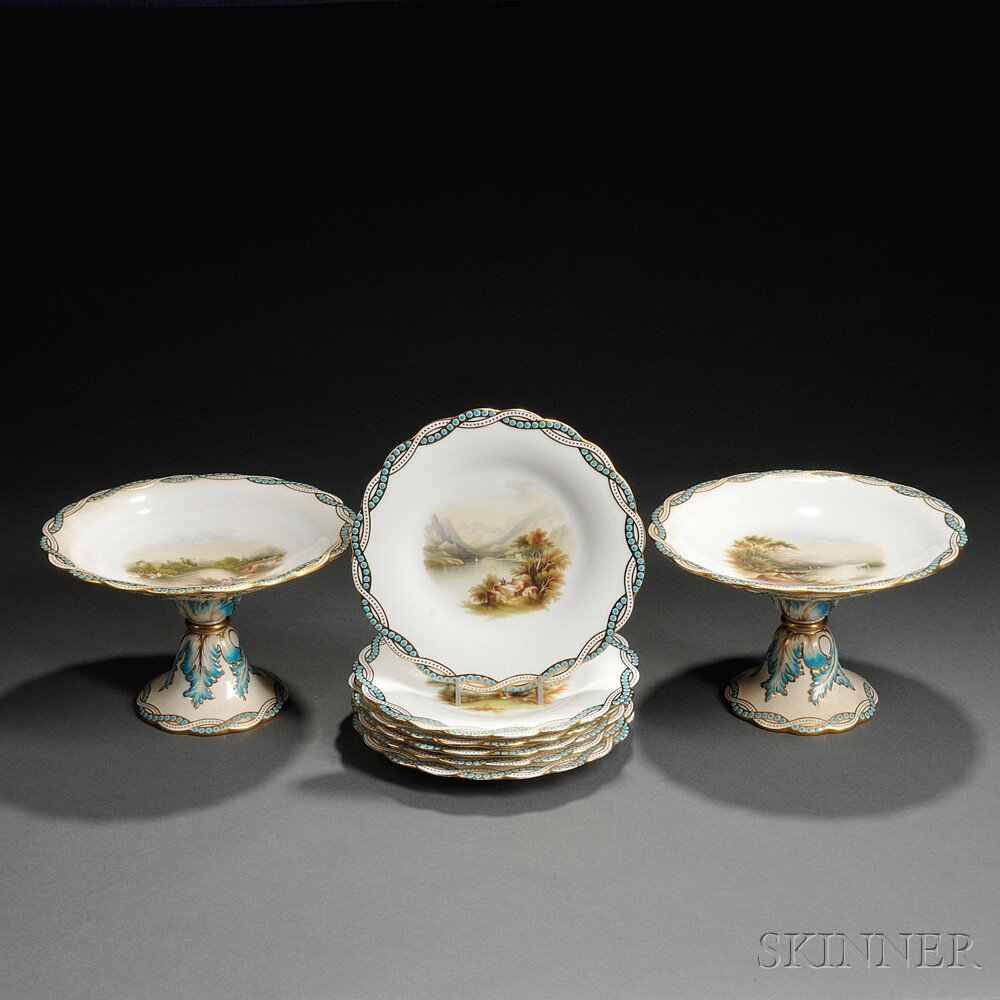 Appraisal: Eight-piece English Porcelain Dessert Service late th early th century