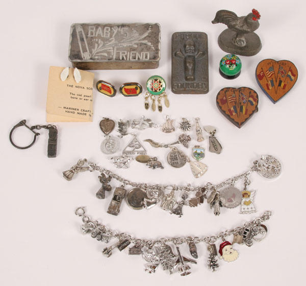 Appraisal: Large lot vintage souvenirs charm bracelets and loose charms some