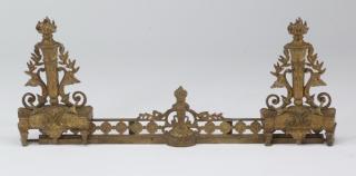 Appraisal: Neoclassical style fire fender l Neoclassical style gilt metal fire