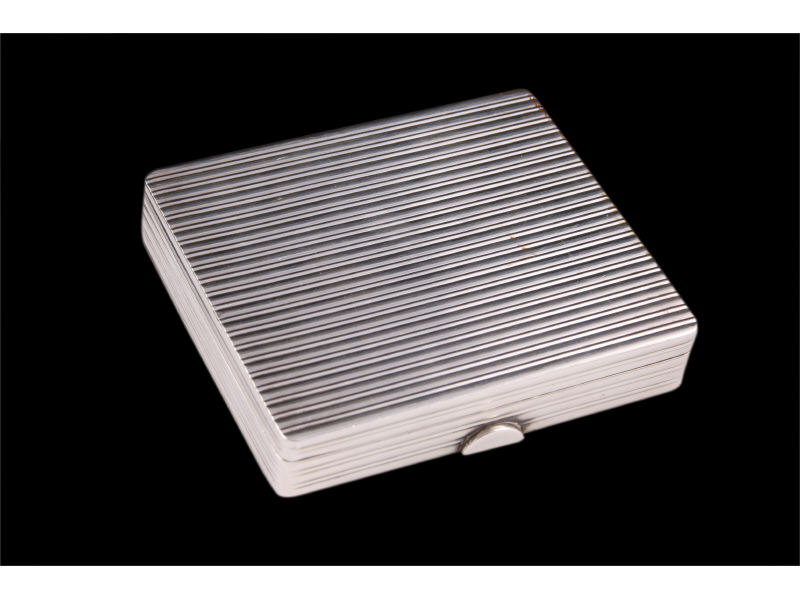 Appraisal: Sterling Silver Cigarette Box rectangular form with bold ribbed design