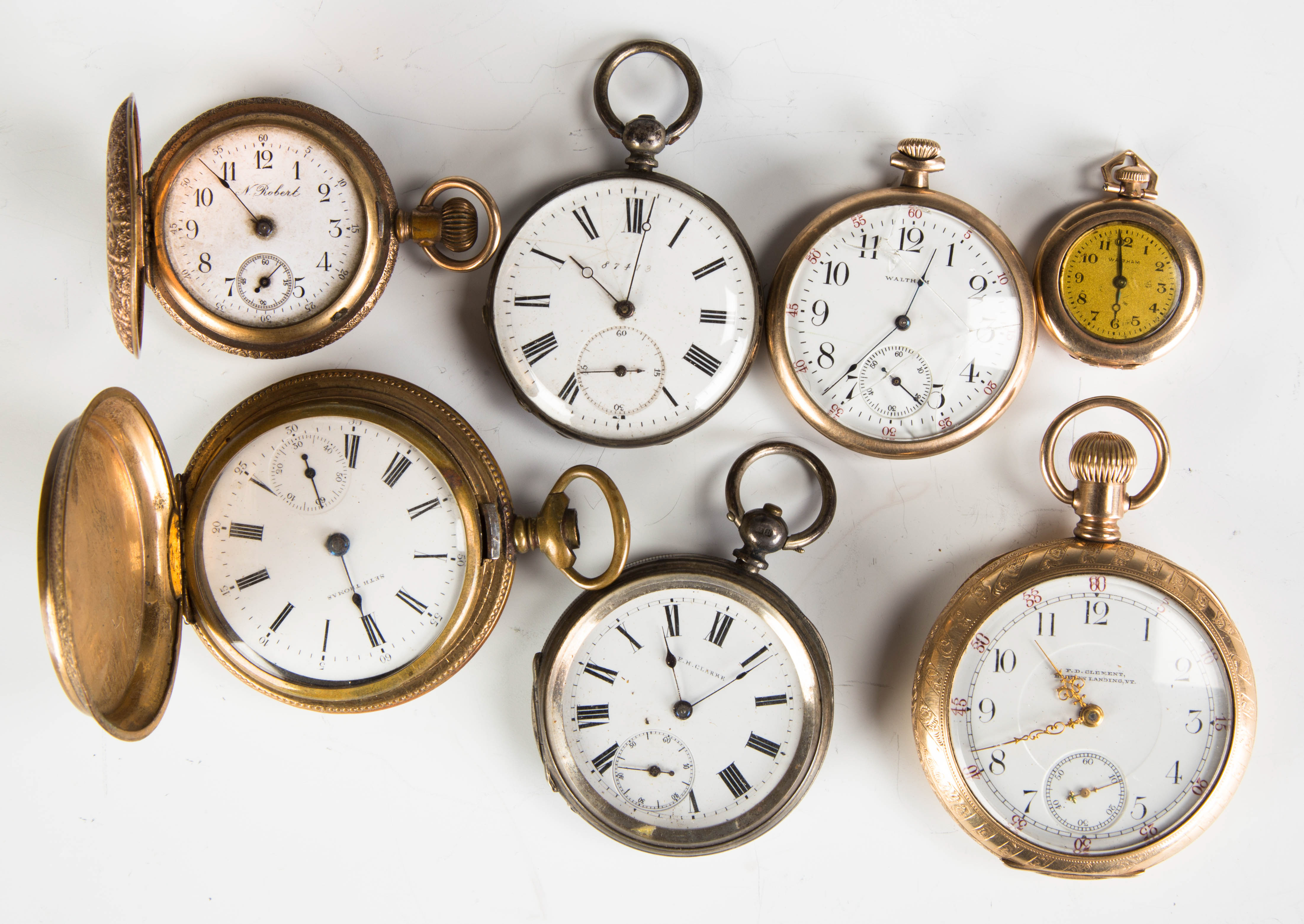 Appraisal: Group of Seven Pocket Watches F D Clement F H