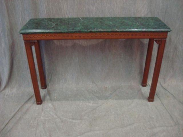 Appraisal: Chippendale Style Sofa Table with Faux Marble Top From a