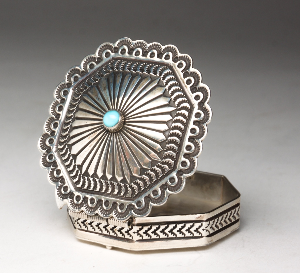 Appraisal: NAVAJO STERLING BOX BY DANIEL SUNSHINE REEVES New Mexico b