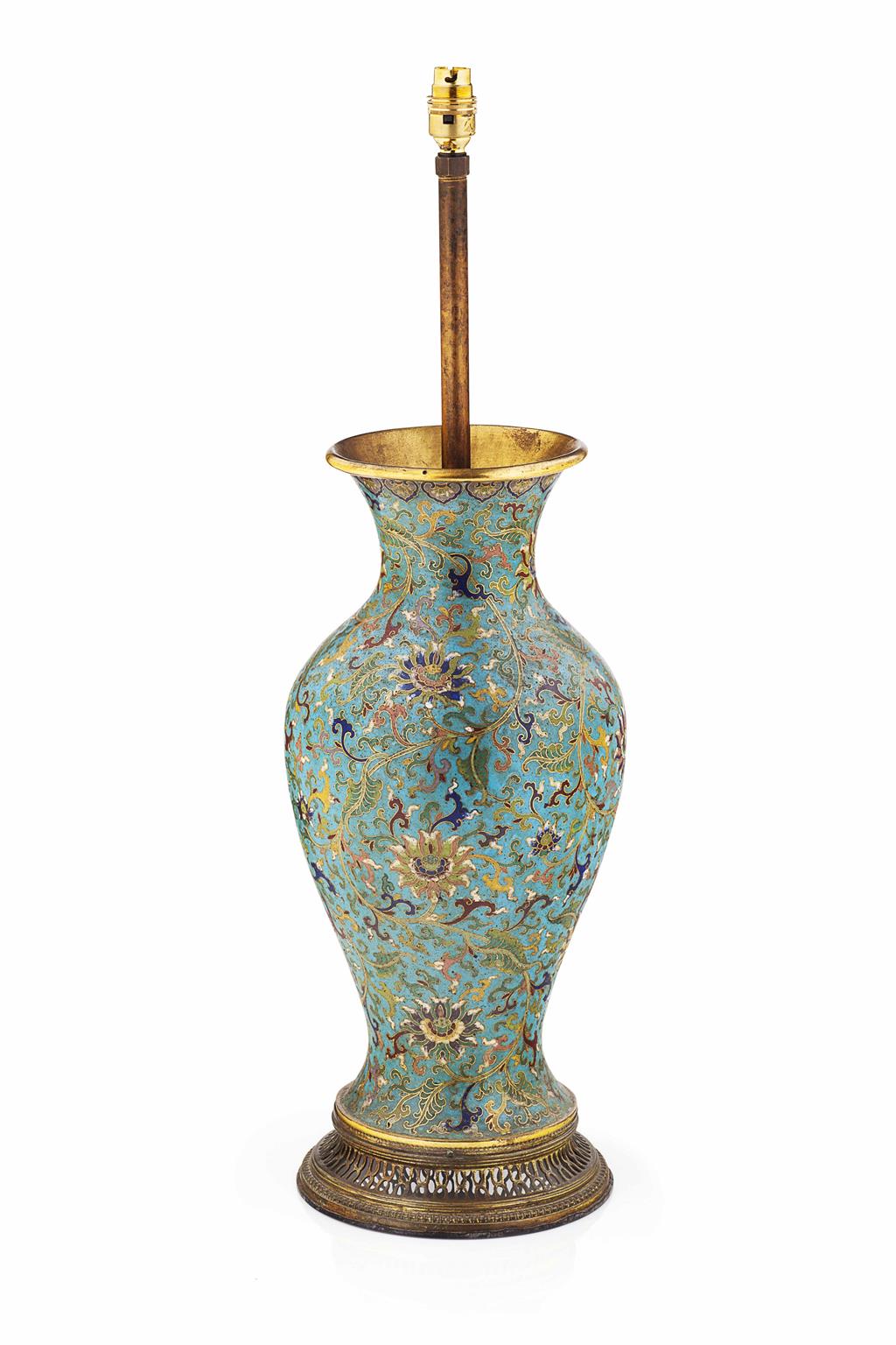 Appraisal: CLOISONN BALUSTER VASE QIANLONG PERIOD decorated all over with scrolling