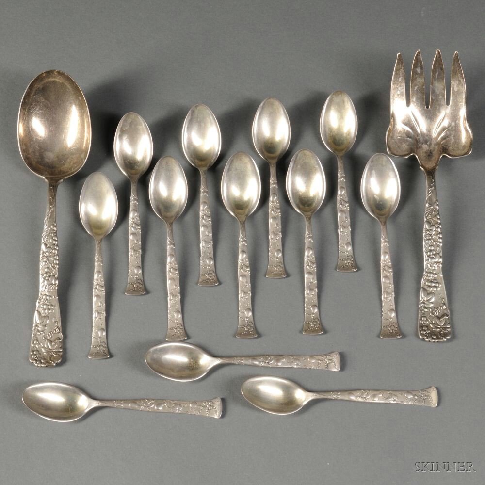 Appraisal: Fourteen Pieces of Tiffany Co Vine Pattern Sterling Silver Flatware