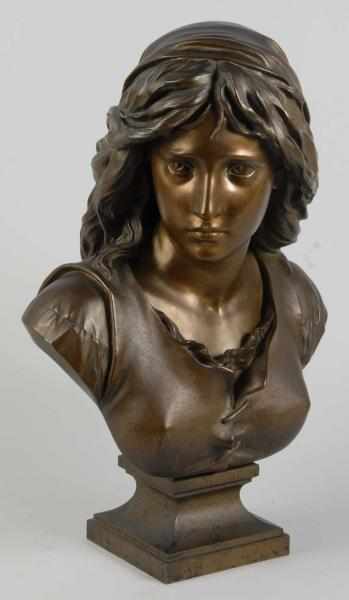 Appraisal: Bronze Bust of a Woman Description Possibly a gypsy No