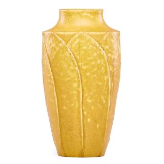 Appraisal: GRUEBY Fine vase ochre glaze GRUEBYFine vase with overlapping leaves