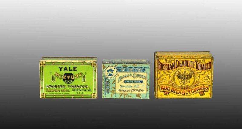 Appraisal: Lot of Square Corner Tobacco Tins Description Includes Imperial Yale