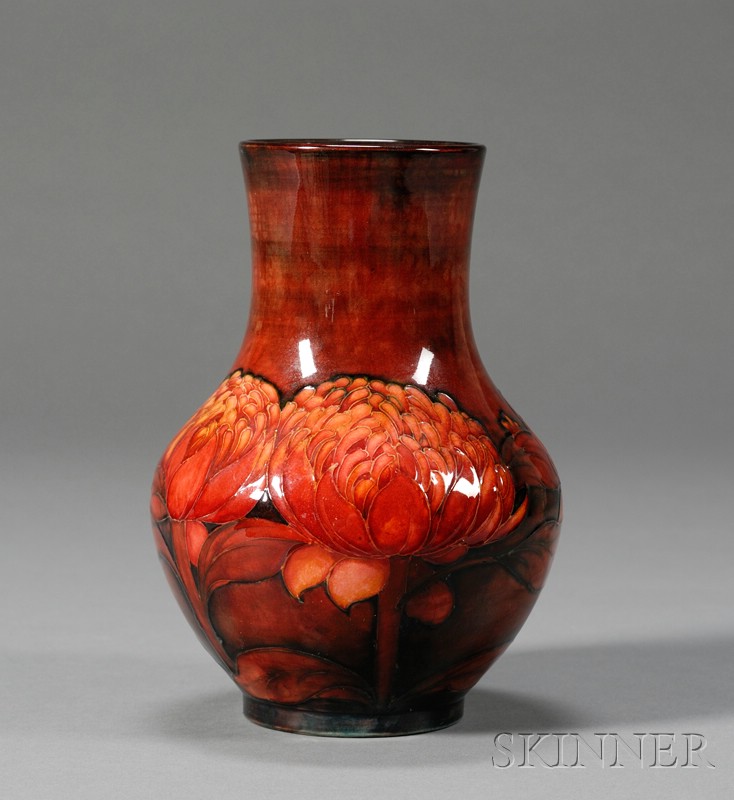 Appraisal: Moorcroft Pottery Vase Glazed earthenware England c Red flambe glaze